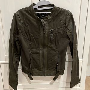 Blan Noir army green mixed media motorcycle jacket.